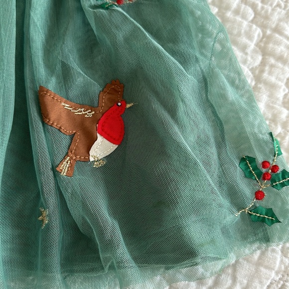 Mini Boden Stunner holiday skirt birds green 7-8 - Picture 3 of 5